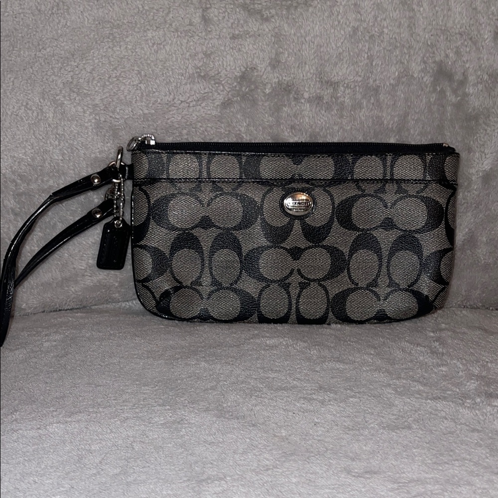 Coach Black and Gray Signature Wristlet